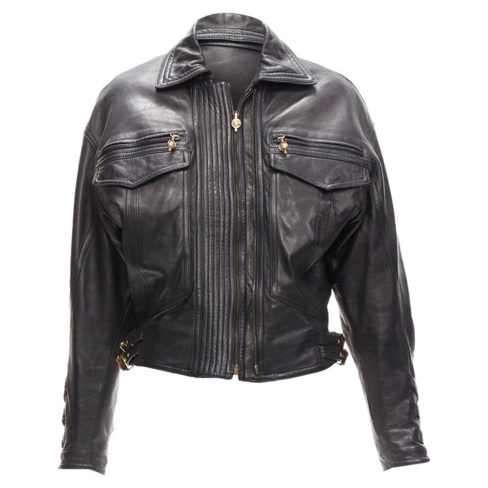 Gianni Versace Leather Bondage Bomber